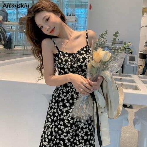 Dresses Women Elegant Print Side-slit Retro Chic Trendy Romance Leisure Ulzzang Ins Harajuku Ulzzang College Clothing Vestidos