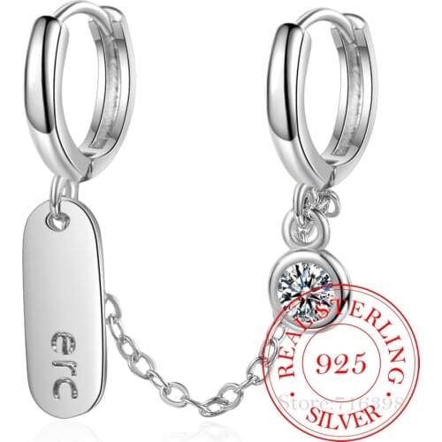 1 pcs 925 Sterling Silver Piercing Tassel Crystal Round Stud Earrings for Women Wedding Gift Femme Jewelry pendientes