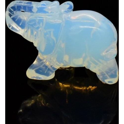 2 inch carved opal elephant animal lucky statue Feng Shui aura decoration