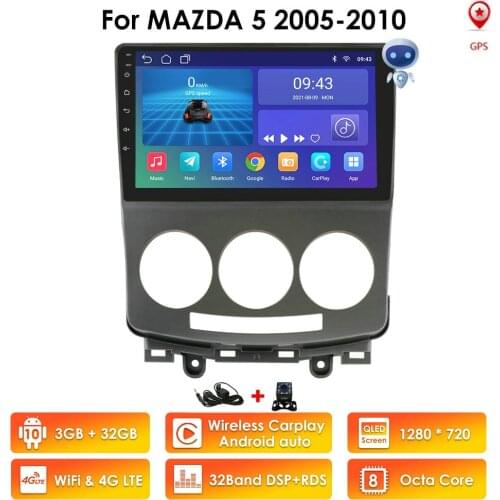 2G+32G 4G LTE Android For Mazda 5 2005 2006 2007 2008 2009 2010 Car Radio Stereo Audio Auto Player Multimedia Navigation GPS DVR