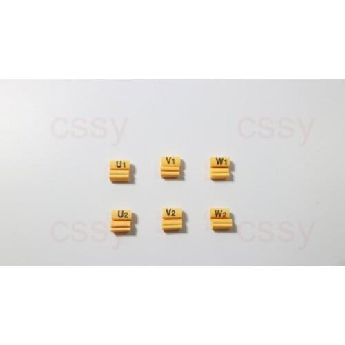 200PCS 35-50mm2Motor number cable marker U1 V1 W1 U2 V2 W2 yellow