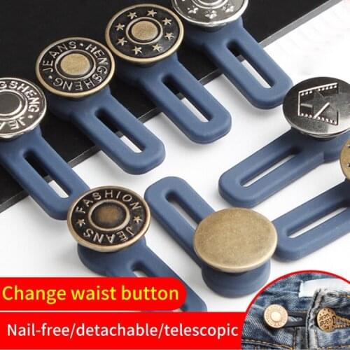 5Pc/lot Sewing Buttons Adjustable Disassembly Retractable Jeans Waist Button Metal Extended Buckles Pant Waistband Expander
