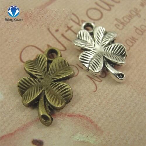 50pcs wholesale 17x11mm LUCKY Four Leaf Clover jewelry Retro clover jewelry accessories jewelry findings DIY Jewelry Making