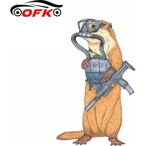OFK Car Sticker Accessories Standing Otter Wearing Goggles RV Styling Decal Vinyl Cover Scratches PVC13cm*8cm