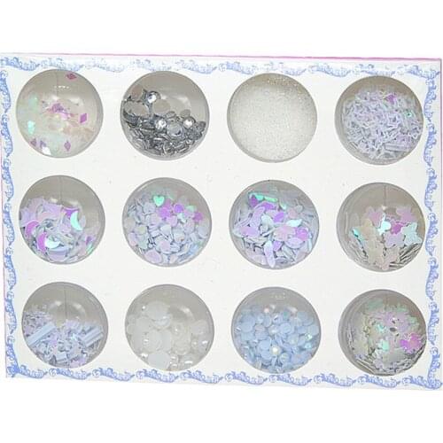 White Powder Nail Art Sequins Diamond Stickers Decoration Cute Nails Glitter Moon Star Crystal Flakes Decor Makeup Accessories