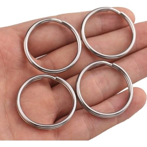 10pcs/lot Stainless Steel Hole Key Ring Key Chain 15/20//25/28/30/32/mm Women Steel Round Split Cute Keychain Gifts for Men