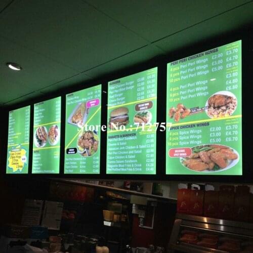Fast Food Restaurant Led illuminated magnetic display A2 menu light boxes