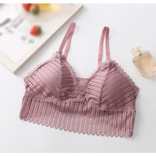 New Fashion Thin Section Comfortable Sexy Lace Brattele Student Girl Bra Wrapped Chest Underwear Without Steel Ring