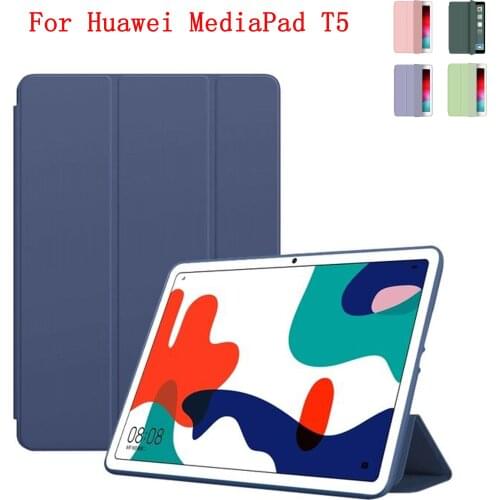 Tablet case for Huawei MediaPad T5 10.1-inch Leather Smart Sleep wake funda Trifold Stand Solid cover capa for AGS2-W09/L09/L03
