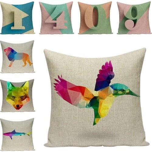 Number Pattern Cushion Cover Home Decorative Chair Pillowcases for Sofa Seat Accessorie Simple Style Animal Print Pillow Cover