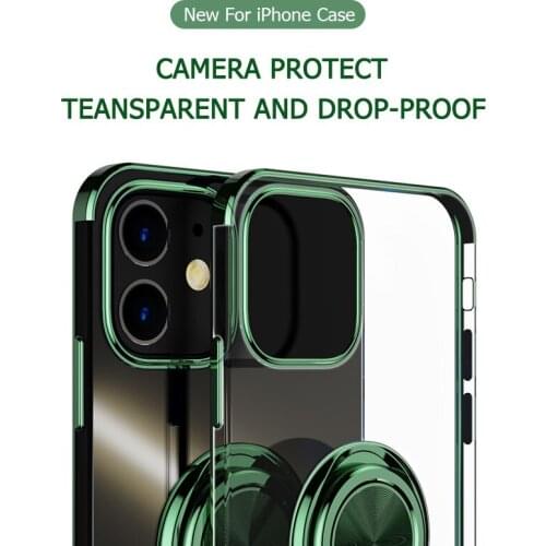 Back Case For iPhone 12 11 Pro X XS Max Mini XR 6 7 8 Plus SE 2020 Transparent Clear Soft TPU Ring Magnetic Anti-Fall Cover