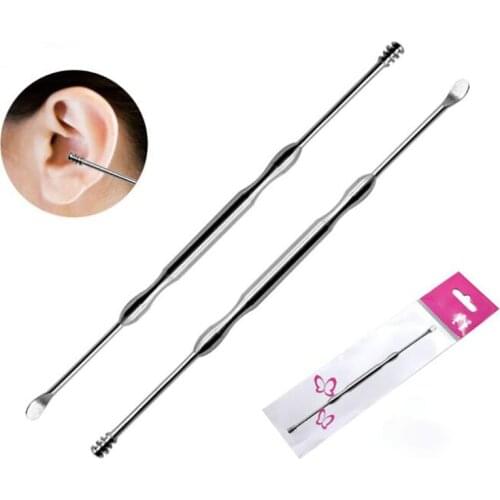 Stainless Steel Spiral Ear Pick Double-ended 360 Degree Rotating Ear Scoop Spoon Earwax Removal Cleaner Ear Cleaning Tools