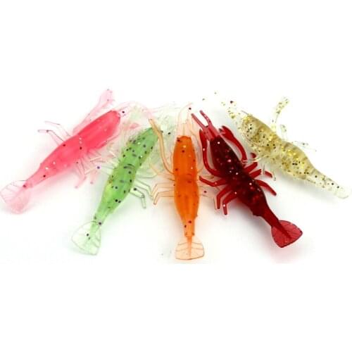 Hot Sale 10pcs Soft Shrimp Fishing Lure 8cm 3.6g Mixed Color Bait Isca Artificial Fishing Bait Sea Lake River Fishing Tackle