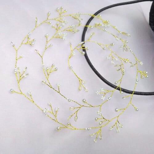 Crystal Pearl Hair Belt 1m Wedding Bridal Hair Ornaments Hair Jewelry Decorations for Brides Wedding Hair Accessories