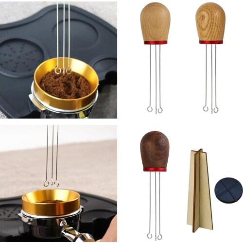 Solid Wood Handle Needle Coffee Tamper Coffee Tamper Distributor Leveler Tool Needle Type Coffee Powder Stirring Tool