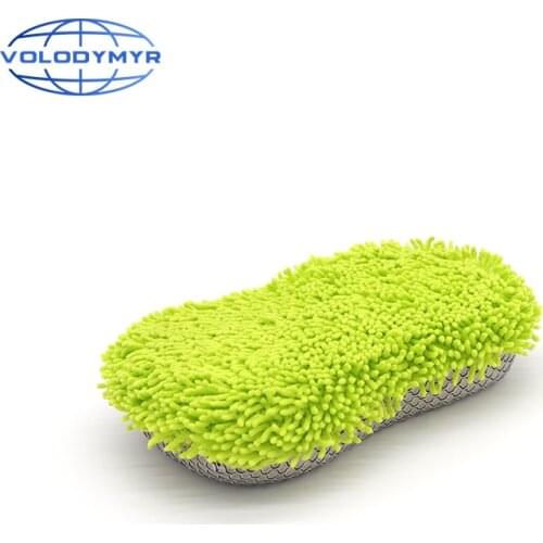 Car Wash Sponge Microfiber Pad Light Green 8 Shape Chenille Washing Tools Detailing Pads Tire Cleaner for Auto Cleaning Clean