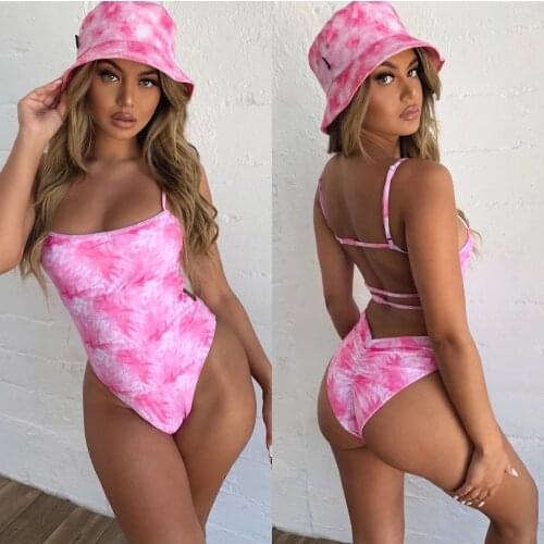 2020 Brand New Tie Dye Print Bikini Set Swimwear Fashion Women Bandage Push-Up Padded Swimsuit Beachwear Sling Bathing Suit
