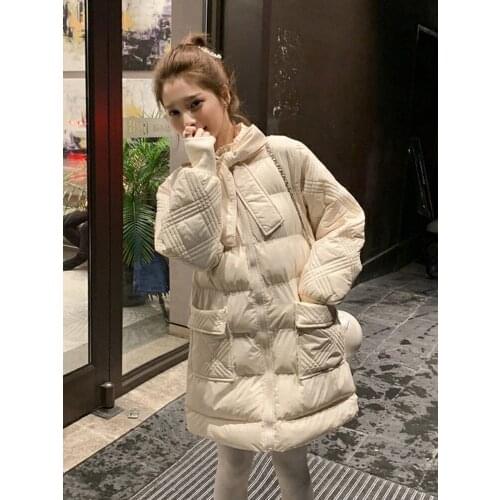 Net web celebrity han edition ins winter hot style high-end color contracted white duck down down jacket coat pocket design