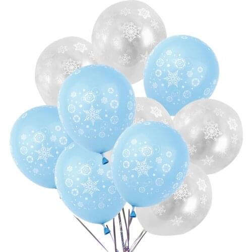 10pcs Snowflake Latex Balloon Birthday Wedding Christmas Party Decorations Ice Princess Girls Birthday Party