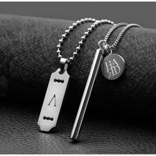 Fashion letter street hip-hop multi-layer pendant stacking suit wild titanium steel necklace for men and women hot sale