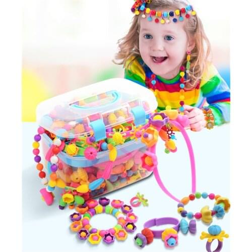 Handmade Creativity DIY Seed Beads Set Kids Handicrafts Educational Toys Suitcase Box Childrens Jewelry Bracelets For Girls