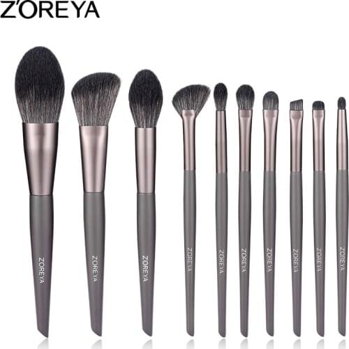 Zoreya 10pcs Makeup Brush Set Kit Soft Fiber Eye Face Makeup Brush Professional Cosmetic Tools Synthetic Hair Box Gift Eyeshadow