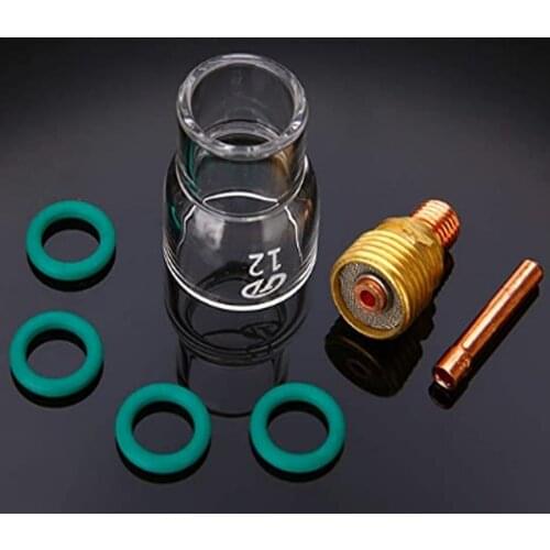 7pcs Welding Cup Torch TIG Welding Stubby Gas Lens #12 Pyrex Cup Kit For WP-9/WP-20/WP-25 Welding Kit Accessory