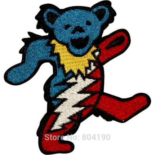 3" Grateful Dead Dancing Marching Lightning Bear Music Band Heavy Metal Iron On Patch Tshirt MOTIF APPLIQUE Rock Punk Badge