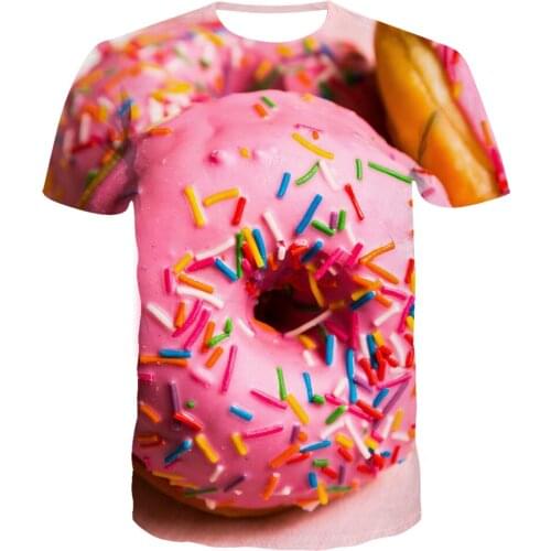 New Fashion Cool High Quality T-shirt Men or Women Hot 3d Print Donuts chocolate dessert Tshirt Short-sleeved Shirt Top Tees