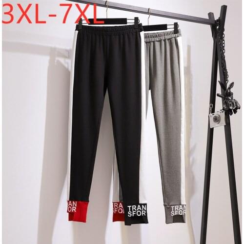 New ladies spring autumn plus size pencil sports pants for women large slim elastic cotton long running trousers 4XL 5XL 6XL 7XL