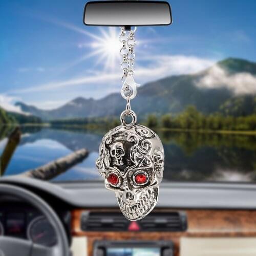 New Fashion Car Pendant Charms Skull Ornaments Rearview Mirror Decoration Hanging Auto Decor Cars Accessories Styling Gifts