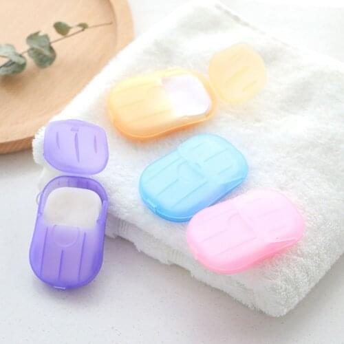 20/40/60PCS Disposable Soap Paper Clean Scented Slice Foaming Box Mini Paper Soap For Outdoor Travel Use Random Color Dropship