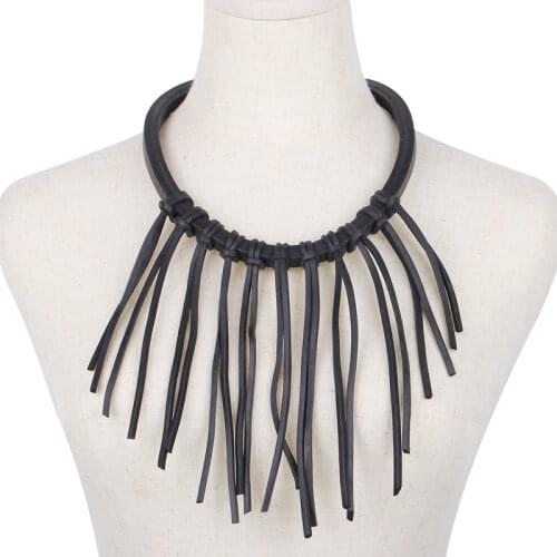 YD&YDBZ Punk Tassel Choker Necklaces For Women Vintage Flat Rubber Jewelry Necklace Boho Clothes Sweater Chains For Party Gift