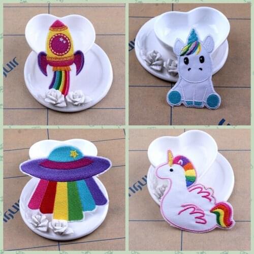 DIY Rainbow Sequins Unicorn Iron On Patches for Clothing Sticker Sewing on Patch Applique parches de lentejuelas para la ropa F