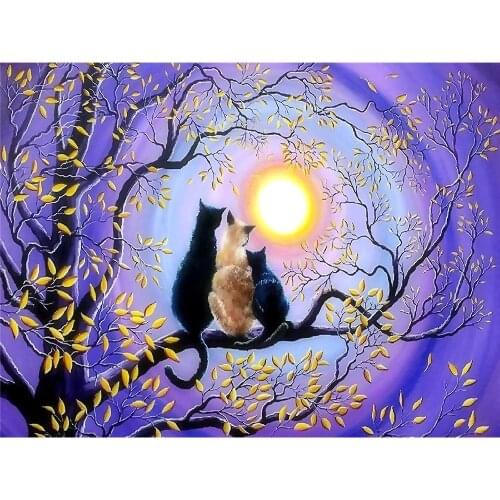Animal Cat DIY Embroidery 11CT Cross Stitch Kits Craft Needlework Set Cotton Thread Printed Canvas Home Decoration For Sale