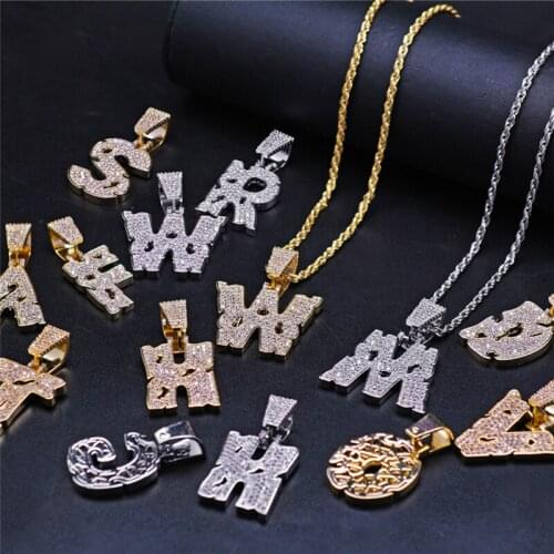 Lucky Sonny 26 A-Z Letter Pendant Necklace Silver Gold Color Charm Hip Hop Bubble Letters Necklace Kolye Initial Collier Bijoux