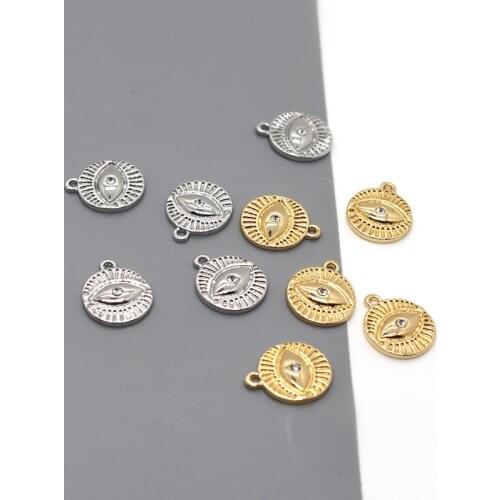 5pcs Geometric Retro Coin Circle Evil Eye Earring Alloy Charms Diy Jewelry Make Small Pendant For Earrings Connector Accessory