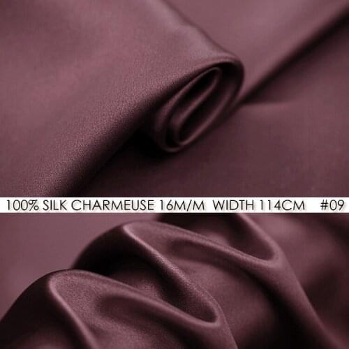 CISULI SILK CHARMEUSE SATIN Fabric 114cm width 16momme/100% Pure Silk Fabric 2015 New Desigual Plum NO.09