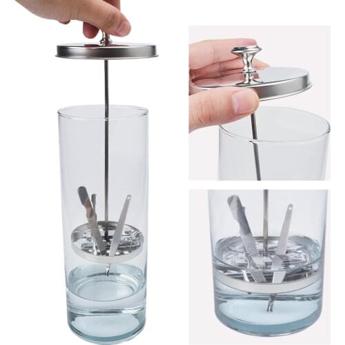 Nail Sterilizer Salon Barber Disinfectant Jar Sterilization Container Sanitizer Plastic Manicure Disinfection Cup Nail Art Tools