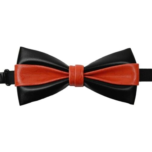 Handmade Wedding Bow Tie Trendy Mens Unisex Gifts Korean High-grade Luxury PU Leather Pattern Groom Host Business Bowtie