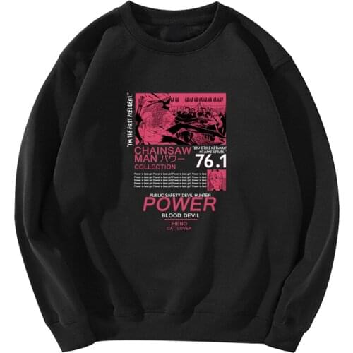 Japanese Anime Streetwear Sweatshirts Chainsaw Man Power Hoodies Harajuku Clothes 2021 Fashion Unisex Hoody Sweatshirt