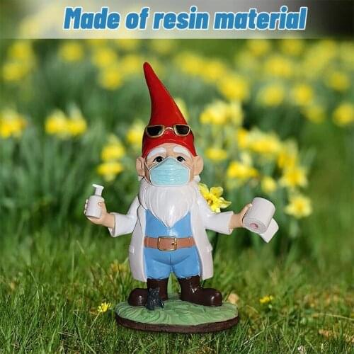 Funny Garden Gnome Decorations Outdoor Doctor Statue Fairy Garden Dwarf Figurine Resin Ornaments for Home Patio Yard Lawn