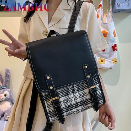 New Fashion 3 Layers Womens Backpack Cotton and Pu Leather Backpacks for School Teenagers Girls Designer Travel BookBag Mochila