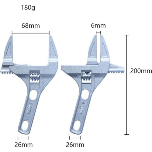 1pc Universal Adjustable Snap Grip Wrench Aluminum Alloy Short Shank Large Opening Wrench Spanner Bathroom Repair Tools
