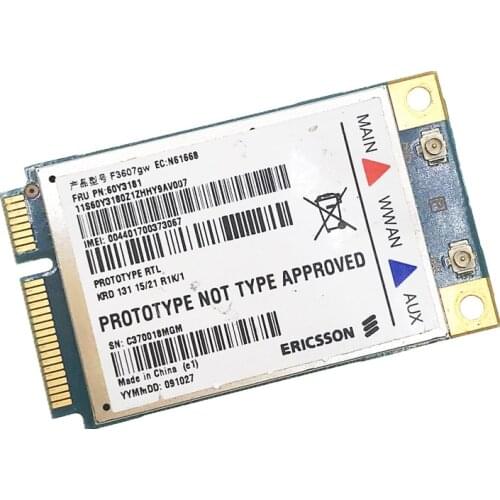3G WLAN F3607GW 2G 3G HSDPA 7.2MB GSM GPRS GPS FRU:60Y3179 60Y3181 60Y3237 WWAN Wireless WLAN Card for THINKPAD t410 x201 w510