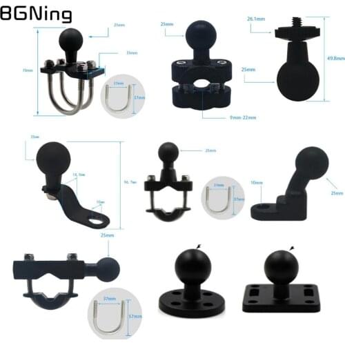 25mm 1" inch Ball Head Mount Adapter w/ M6 Thread 1/4" Screw for Motorcycle Bike Riding Sports Camera Phone Clip Bracket