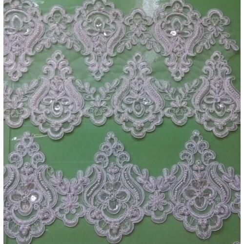 FREE SHIPPING 12.5cm organdy polyester embroidery framed beaded and sequined lace,wedding accessories lace,veil trim,XERY14300AB