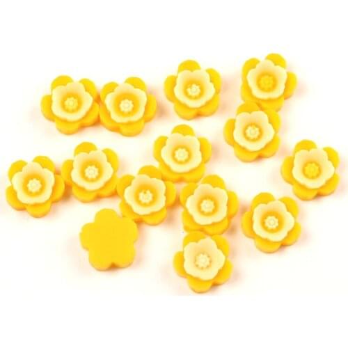 50Pcs Yelow Resin Flower Decoration Crafts Beads Flatback Cabochon Scrapbook For Clothes DIY Embellishments Accessories