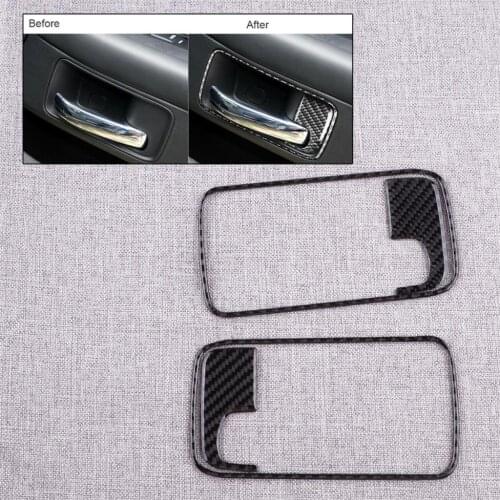 CITALL 4pcs Car Interior Door Handle Bowl Panel Cover Trim Carbon Fiber LHD Fit for Dodge Challenger 2008-2011 2012 2013 2014