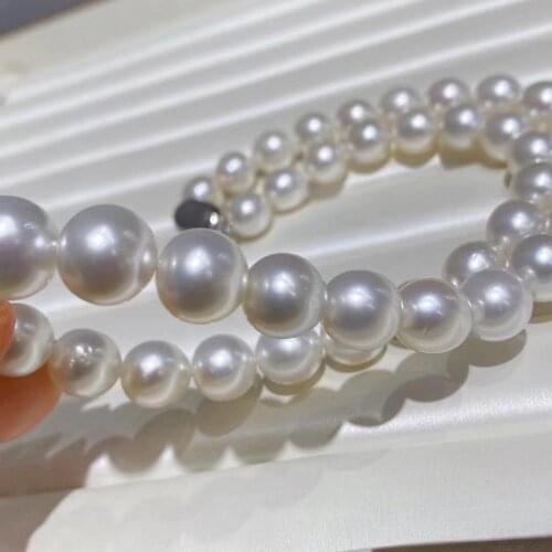 D418 Pearl Necklace Fine Jewelry Almost Round Natural 11-12mm Fresh Water White Pearls Necklaces for Women Presents